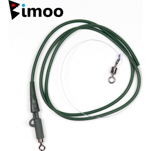 Bimoo 2PCS 11kg Test Monofilament Carp Fishing Rig Leader Mainline with Rubber Sleeve & Lead Weight Clip & Swivel Coarse Fishing