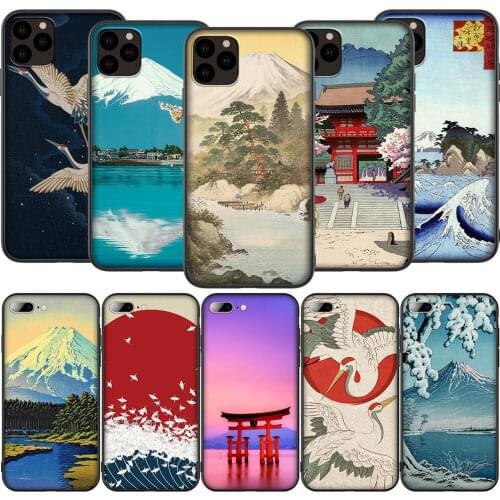 T99 Crane Fuji Mountain Wave Silicone Soft Case for iPhone 12 Mini 11 Pro XS Max XR X 8 7 6 6S Plus 5 5S SE 2020