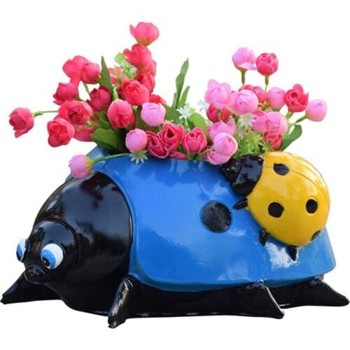 Ladybugs Flower Pot Garden Decoration Sketches Simulation Animal Succulent Plant Container Outdoor Planter