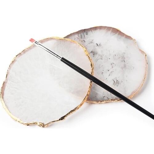 Natural Resin Agate Nail Art Display Showing Shelf Board Nail Color Mixer Mixing Palette Salon Tools Holder Drawing Plate