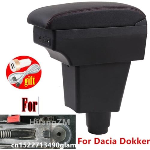 For Dacia Dokker armrest box Center Storage box car accessories Interior with USB LED