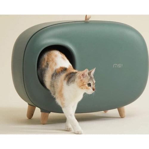 Cat Litter Box Semi-Closed Design Cat Sandbox Luxury Big Smart Cat Toilet Bedpans Training Indoor Easy Cleaning Cat Litter Box