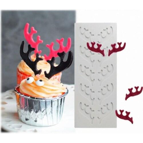 Creative Elk Antlers Mold Fondant Cakes Decorating Tools Silicone Mold Sugarcraft Chocolate Baking Tools For Cakes Gumpaste Form