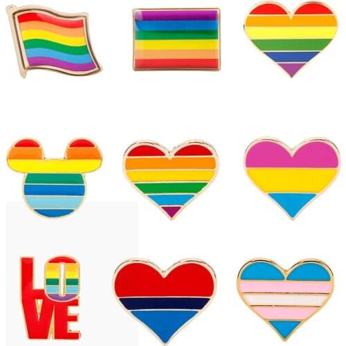 LGBT Rainbow Pins Brooch Creative Heart Finger Flag Rainbow Metal Brooches Gay Lesbian Pride Badge Lapel Pin Jewelry Gift