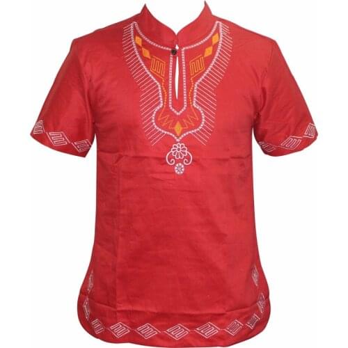 Mr Hunkle Embroidery Summer t-shirt Stand Nect Short Sleeve Mens Top Tees Smooth Casual African Traditional Dashiki Shirt