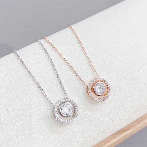 BOTU 2021 New Circle Micro Inlaid Zircon Pendant Necklace Female Plated Gold Personalized Necklace Jewelry Women Drop Shipping