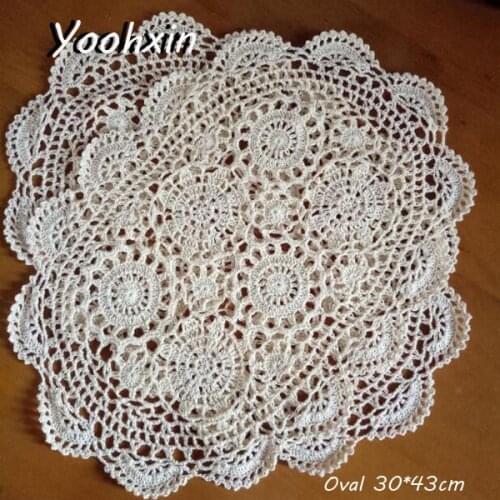 NEW handmade Lace cotton table place mat dish pad Cloth Oval crochet placemat cup mug tea drink coaster dining doily kitchen