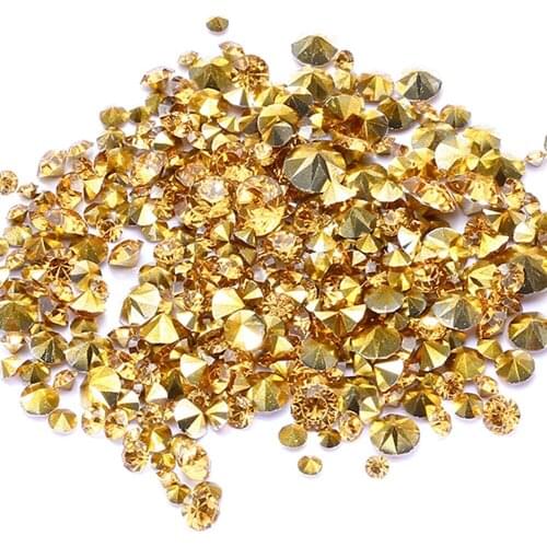 Wholesale Light Gold Resin Rhinestones PointBack Glue On Beads Many Sizes Diamond Jewelry Nail Art Wedding Dress Decoration DIY