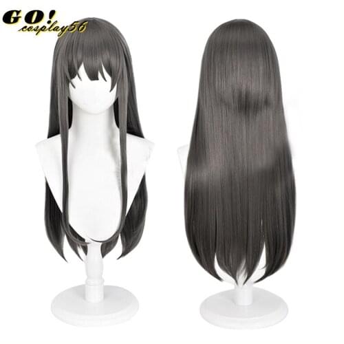 Halloween Anime Cosplay Mai Sakurajima Dark Gray Wig Straight Long Hair Rascal Does Not Dream of Bunny Girl Senpai