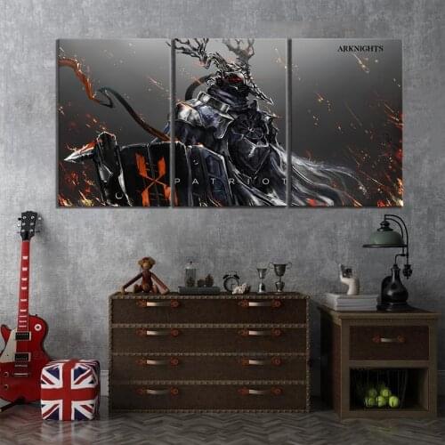 Patriot Arknights Armor Horns Demon Spear Shield Anime Games Poster Woonkamer Decoratie Home Decor