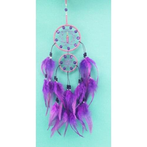 Purple Second Ring Crystal Pendant Dream Catcher Feather Ornament Indian Feather Pendant Car Pendant Car Birthday Gift