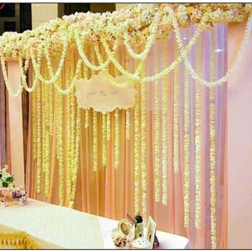 Romantic White Artificial Orchid Wisteria Vine Flower 2 Meter Long Silk Wreaths For Wedding Backdrop Decoration Shooting Props
