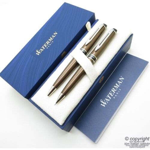 Waterman Expert CT Urban Brown Pattern Ballpoint Pen + Versatil Pen Set | İsme Special Pen | Gift Pen