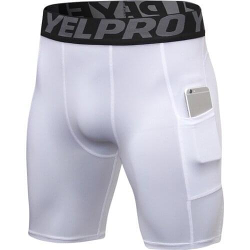 New Design Mens Pocket Shorts Training Shorts Running Tights Compression Elastic Fitness Shorts Male Underwear Sport Shorts