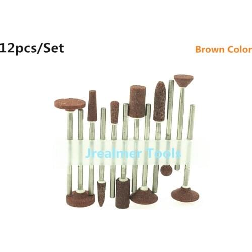 Jrealmer 12pcs/Set Assorted Ceramic Stone Nail Drill Bit 3/32"Burr Bits For Manicure Drill Access mounted points