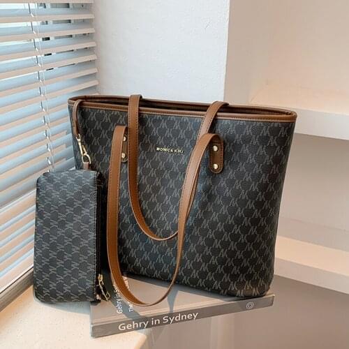 Vintage 2pcs Set Large Capacity Casual Totes Handbags Purses Women Shoulder Bags 2021 New Brand Design Ladies Composite Bags