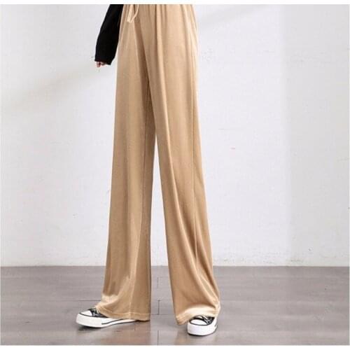 Ladies Pants Harajuku High Waist Wide Legs Spring and Summer Thin Loose Ladies Pants Lace Loose Straight Pants Ladies Plus Size