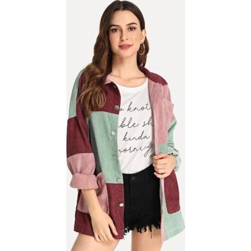 Womens Jackets New Coloured Corduroy Loose and Slim Blouse for Autumn and Winter 2020 Jacket Women