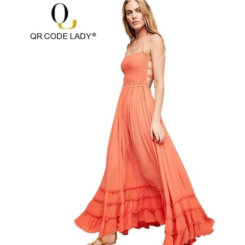 QR New Summer Dress Women 2019 Sexy Bandage Backless Long Party Dress Female Casual Slim Vacation Boho Beach Maxi Dresses