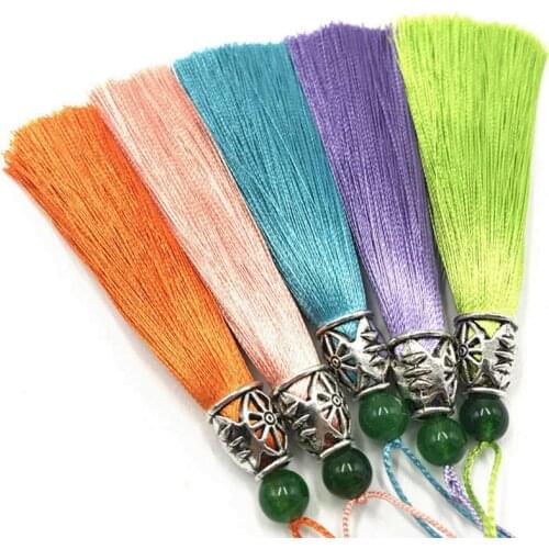 1pc Polyester 9cm Silk Tassels Fringe With Bead Tassels Hanging Curtains For Sewing Garment Home Decoration