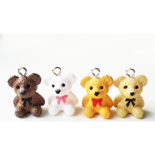 10pcs Cute Multicolor 3D Cute Bear Earring Charms For Necklace Keychain Pendant DIY Making Accessories