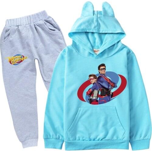 2021 Spring New Henry Danger Print Boys Hoodie Suit Tracksuit Casual Sportsuit Hoodies Sports Sweatshirt+Pant Pullover 2 PCS Set