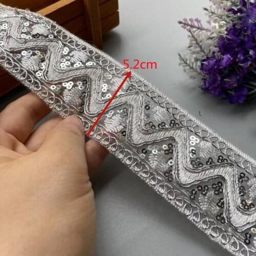 2 Yards Retro White Sequins Lace Trims Webbing Embroideried Ribbons Tapes for Clothes Bag Shoes Decor DIY Sewing Accessories