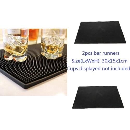 2x Rubber Bar Service Mat Waterproof Bar Runner Glass Cup Coaster Tool 12x6"