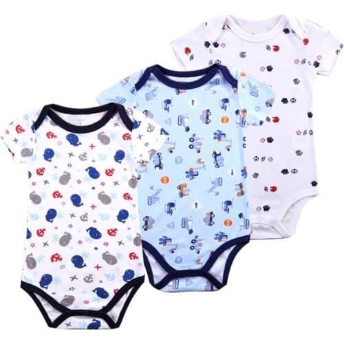 3pcs/lot Summer Baby Bodysuits Short Sleeve 100% Cotton childrens Clothes boy girls Underwear Infant Jumpsuits baby Clothing