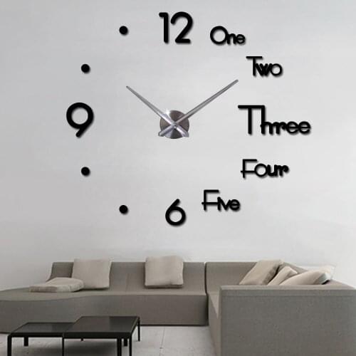3D DIY Silent Wall Sticker Clock Large Wall Clock Modern Design Acrylic Mirror Self adhesive Wall Clocks Living Room Home Decor