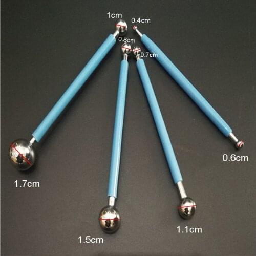 Double Heads DIY Clay Supplies Spherical 4Pcs Baking Utensils Carving Tools Clay Shaping Stick Multifunction Fondant Cake Mold