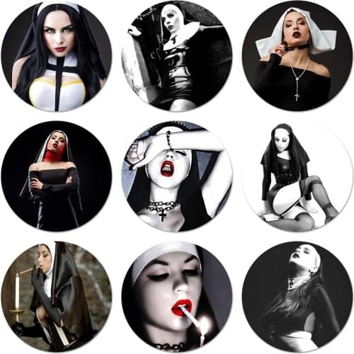 58mm Sister Style Nun Sexy Girl Badge Brooch Pin Accessories For Clothes Backpack Decoration gift