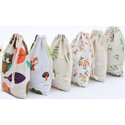 6pcs Cotton Print Bundle Pocket Plant Mildew Proof Aromatherapy Bag Party Candy packing Jewelry Packaging Jute Gift bags