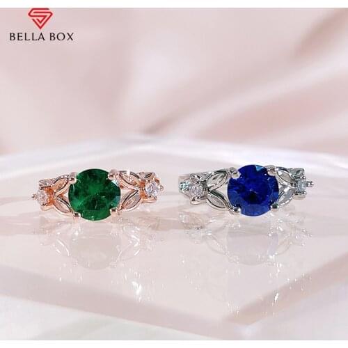 BELLA BOX Open Rings For Women 925 Sterling Silver Luxury Sapphire Green Tourmaline Zircon Anniversary Fine Jewelry 2021 Trend