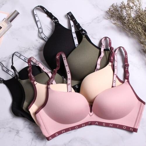 Women Cotton Bralette Letter Straps Wireless Bra Sexy Lingerie Seamless Push Up Bras For Women Underwear
