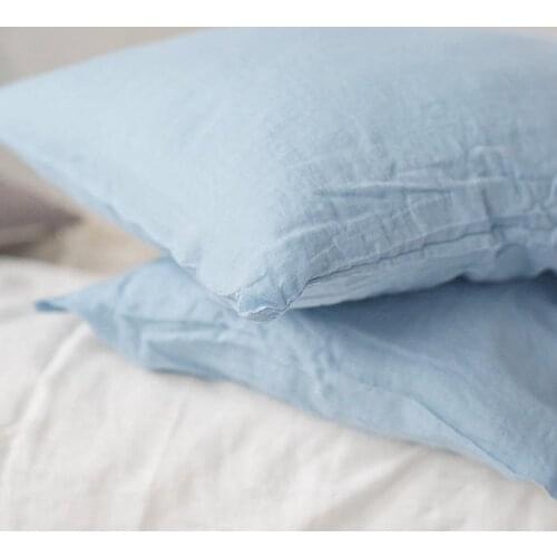 2PCS Nature Pure Linen Pillowcase Solid Bedding Housewife Pillow Cover Envelope Flax Linnen Custom Pillow Case Cover 50x75cm