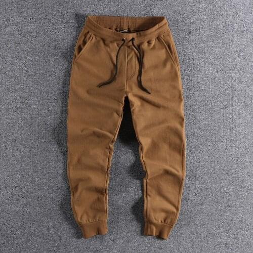 Pure cotton 2021 spring and Autumn New American pure color Leggings mens sports summer slim pants 95