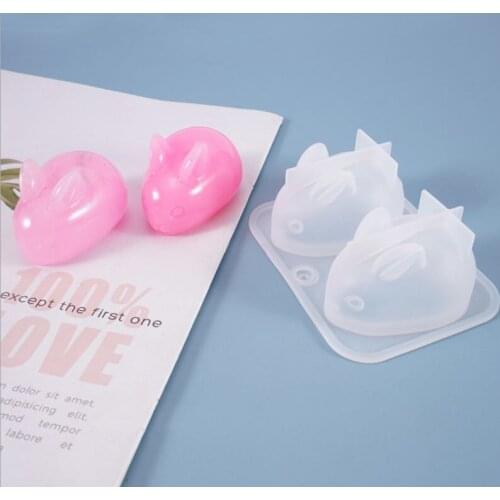 DIY 3D 2piece/set rabbit resin mold doll crystal epoxy mold cute long-eared rabbit silicone mold