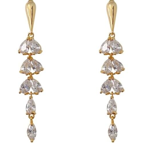 Water Drop Ice Long Earrings Frosty Style French Earrings For Women Zircon Wheat Jewelry New Arrival Markdown Sale