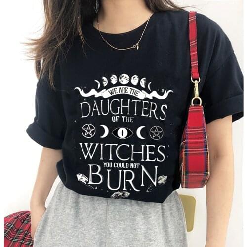 Daughter Witches Burn Tshirt for Girl Graphic T-shirts Harajuku Women Top Gothic Symbol Printed Tumblr Hipster