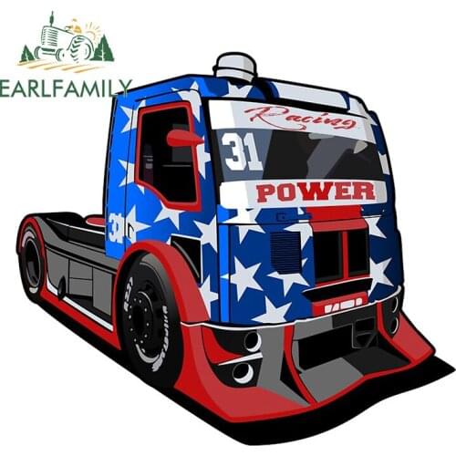 EARLFAMILY 13cm x 11.7cm for Racing Power Truck Car Sticker DIY Motorcycle Stickers Vinyl Fashion Anime Occlusion Scratch Decal