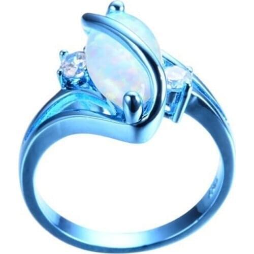 2021 New Women Rings Blue Crystal Fine Simple Jewelry Wedding Engagement Bands Anniversary Gift For Girl Rings