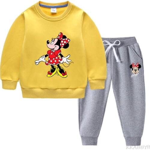 Disney Minnie Boys Clothing Set Kids Girls Clothes Sports Suits Sweatshirt+Pants Kids Clothing Children Outfits
