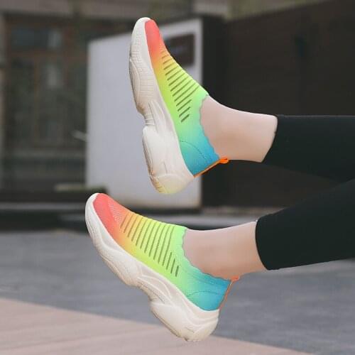 Summer Womens Vulcanized Casual Shoes Ladies Mesh Loafers Breathable Chromatic Color Sneakers Slip On Trainers Zapatillas Mujer