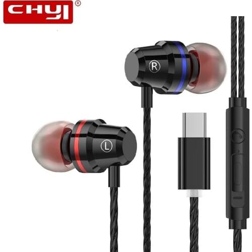 Metal Type-C Sports Earphone In-Ear Mic Phone Call Volume Mic Reversible Port For Xiaomi 6 8 Mix1 Note3 Honor Samsung