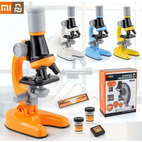 XIAOMI YOUPIN Children Biological Microscope Microscope Kit Lab LED 100X-400X-1200X Home School Science Educational Kids Toy