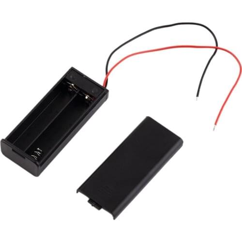 New 2 * AAA Battery Storage Case Box Holder for 2pcs AAA Batteries with ON/OFF Switch & Wire Leads Black Wholesale Digital Hot