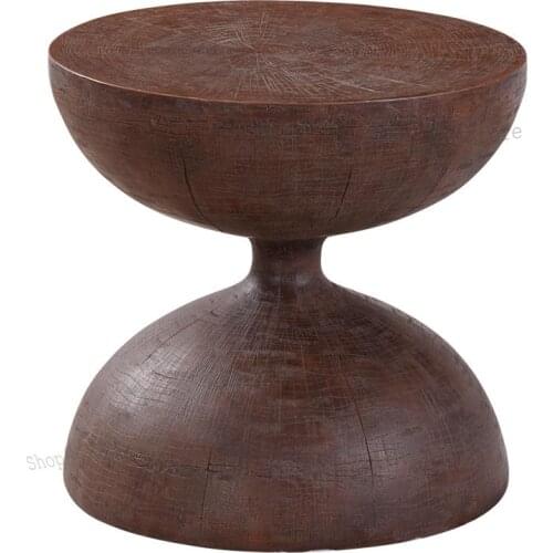 Solid Wood Log Side Table, Retro Round Mini Sofa, Nordic American Corner Table, Small Table, Simple Small Coffee Table