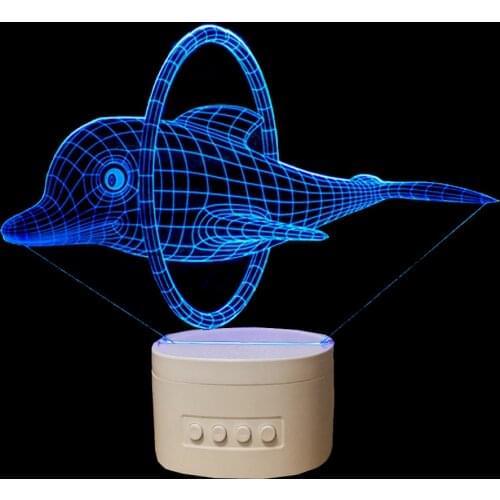 The Dolphins 3D Acrylic Night Light 5 Color Changing Bluetooth Speaker Animal Music Lamp USB LED Atmosphere lamp