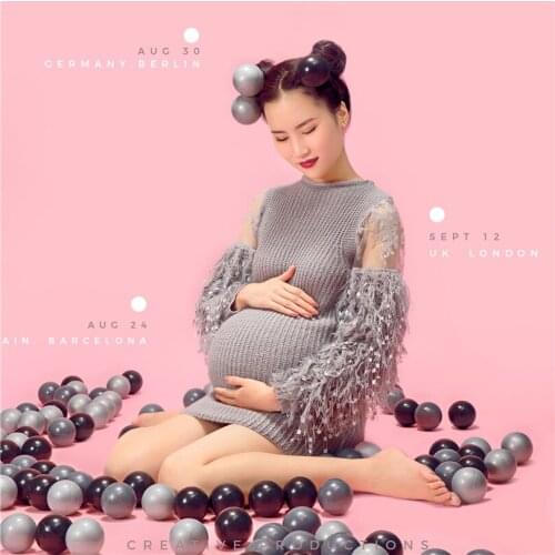 Grey Sweater Maternity Dress For Photo Shoot Long Sleeve Maternity Shirt Photography Pregnant Dress